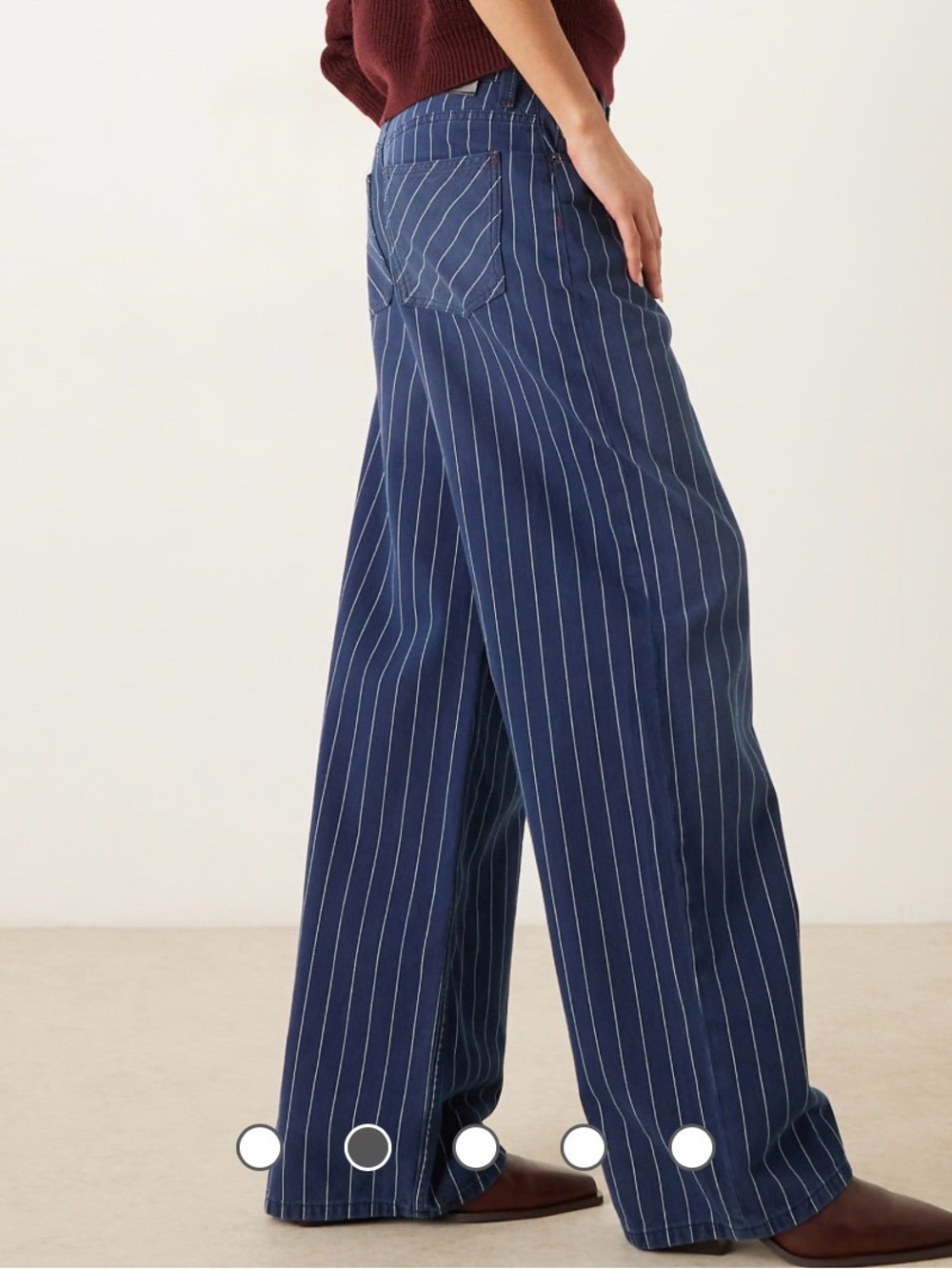 Striped dark Navy barrel Jeans